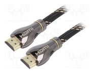 Cable; HDMI 2.1; HDMI plug,both sides; textile; 1m; black; 28AWG 