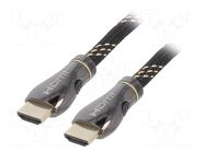 Cable; HDMI plug,both sides; textile; 2m; black; HDMI 2.1; 28AWG GEMBIRD