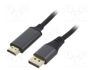 Cable; DisplayPort 1.2; DisplayPort plug,HDMI plug; textile GEMBIRD