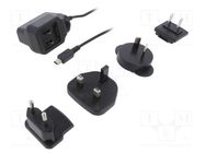 Power supply: switching; mains,plug; 5VDC; 1A; 5W; Out: USB mini XP POWER