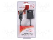 Converter; DisplayPort 1.1a; 0.15m; Support: 1080p,FullHD; black GEMBIRD