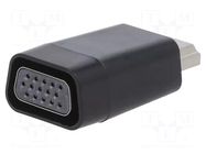 Adapter; D-Sub 15pin HD socket,HDMI plug; HDMI 1.4; black; bag GEMBIRD
