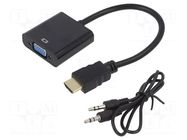 Converter; D-Sub 15pin HD socket,HDMI plug; HDMI 1.4; 0.15m GEMBIRD