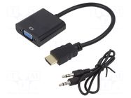 Converter; D-Sub 15pin HD socket,HDMI plug; HDMI 1.4; 0.15m GEMBIRD