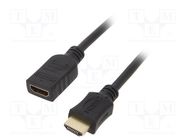 Cable; HDMI 2.0; HDMI socket,HDMI plug; PVC; 1.8m; black; 30AWG 