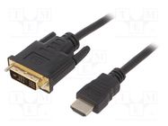 Cable; DVI-D (18+1) plug,HDMI plug; PVC; 4.5m; black; 30AWG 