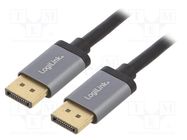 Cable; DisplayPort 1.2,HDCP 1.3; DisplayPort plug,both sides LOGILINK