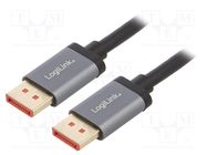 Cable; DisplayPort 1.4,HDCP 2.2; DisplayPort plug,both sides LOGILINK