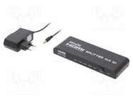 Splitter; HDCP,HDMI 1.4; Support: 3D,4K,UHD 2160p; black GEMBIRD