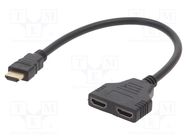 Splitter; passive; black; Input: HDMI plug; Out: HDMI socket x2 GEMBIRD