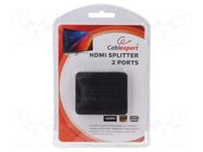 Splitter; HDCP 1.4,HDMI 1.4; 3D,4K,HDCP,UHD 2160p; black GEMBIRD