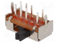 Switch: slide; Pos: 3; SP3T; 0.2A/12VDC; ON-ON-ON; PCB,THT; -40÷85°C KNITTER-SWITCH