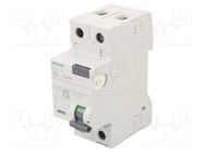 RCD breaker; Inom: 16A; Ires: 10mA; Poles: 1+N; 230/400VAC; IP20 SIEMENS