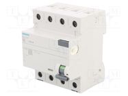 RCD breaker; Inom: 40A; Ires: 30mA; Poles: 3+N; 230/400VAC; IP20 SIEMENS