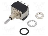 Switch: toggle; Pos: 3; 3PDT; ON-OFF-ON; 6A/125VAC; 6A/6VDC; MTE KNITTER-SWITCH