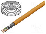 Wire; S/FTP; 4x2x23AWG; 7; wire; LSZH; orange; 100m; Øcable: 7.2mm DIGITUS