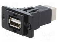 Coupler; USB A socket,USB B socket; DUALSLIM; USB 2.0; metal CLIFF