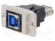 Coupler; USB A socket,USB B socket; DUALSLIM; USB 3.0; metal CLIFF