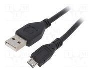 Cable; USB 2.0; USB A plug,USB B micro plug; gold-plated; 0.3m GEMBIRD