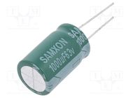 Capacitor: electrolytic; low ESR; THT; 1000uF; 63VDC; Ø16x25mm SAMXON