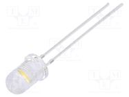 LED; 5mm; white warm; 22000÷25000mcd; 60°; Front: convex; 10÷12lm OPTOSUPPLY