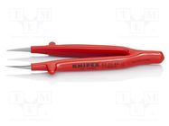 Tweezers; 125mm; Blade tip shape: sharp; insulated 