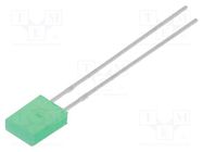 LED; rectangular; 2x5x7mm; green; 10mcd; 110°; Front: flat; 20mA 