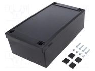 Enclosure: multipurpose; X: 112mm; Y: 200mm; Z: 71mm; ABS; black SUPERTRONIC