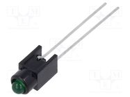 LED; in housing; 3mm; No.of diodes: 1; green; 30mA; Lens: green; 60° 