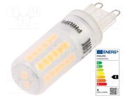 LED lamp; warm white; G9; 230VAC; 570lm; P: 4.8W; 2700K; CRImin: 80 PHILIPS