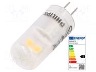 LED lamp; white warm; G4; 12VAC; 120lm; P: 1W; 300°; 3000K; CRImin: 80 PHILIPS