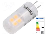 LED lamp; white warm; G4; 12VAC; 215lm; P: 1.8W; 300°; 3000K PHILIPS