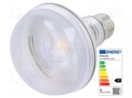 LED lamp; white warm; E27; 230VAC; 345lm; P: 4W; 36°; 2700K PHILIPS