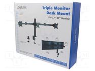 Monitor holder; 7kg; 17÷27"; Arm len: 380mm; for three monitors LOGILINK