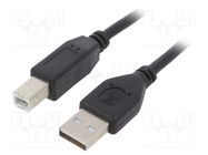 Cable; USB 2.0; USB A plug,USB B plug; gold-plated; 4.5m; black GEMBIRD