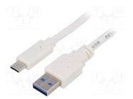 Cable; USB 3.0; USB A plug,USB C plug; gold-plated; 0.5m; white GEMBIRD