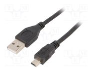 Cable; USB 2.0; USB A plug,USB B mini plug; gold-plated; 1.8m GEMBIRD