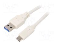 Cable; USB 3.0; USB A plug,USB C plug; gold-plated; 1m; white; PVC GEMBIRD