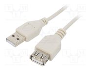 Cable; USB 2.0; USB A socket,USB A plug; 0.75m; beige; PVC GEMBIRD