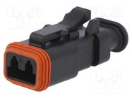 Connector: wire-wire; AT; female; plug; for cable; PIN: 2; black AMPHENOL