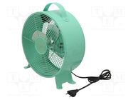 Fan: AC; 20W; 220÷240V; Ø: 250mm; Len: 1.5m; 335x265x110mm; turquoise 