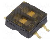 Switch: DIP-SWITCH; OFF-ON; 0.1A/50VDC; Pos: 2; -40÷105°C; SMD; 50mΩ KNITTER-SWITCH