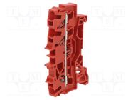 Splice terminal: rail; 2.5mm2; ways: 1; terminals: 3; red; 2002; TS35 WAGO