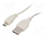 Cable; USB 2.0; USB A plug,USB B mini plug; gold-plated; 0.9m GEMBIRD