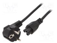 Cable; 3x0.75mm2; CEE 7/7 (E/F) plug angled,IEC C5 female; PVC GEMBIRD