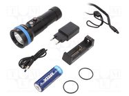 Torch: LED diving; L: 165.6mm; 30lm,700lm,1400lm,2500lm; Ø: 54mm XTAR