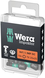 867/1 IMP DC TORX® DIY Impaktor bits, 10 x TX 15x25, Wera