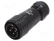 Connector: circular; plug; male; PIN: 4; IP67; SA20; 8÷12mm; 25A; 500V WEIPU