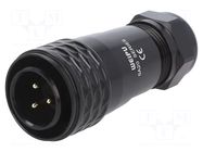 Connector: circular; plug; male; PIN: 3; IP67; SA20; 8÷12mm; 25A; 500V WEIPU