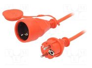 Extension lead; 3x1.5mm2; Sockets: 1; PVC; orange; 20m; 10A JONEX